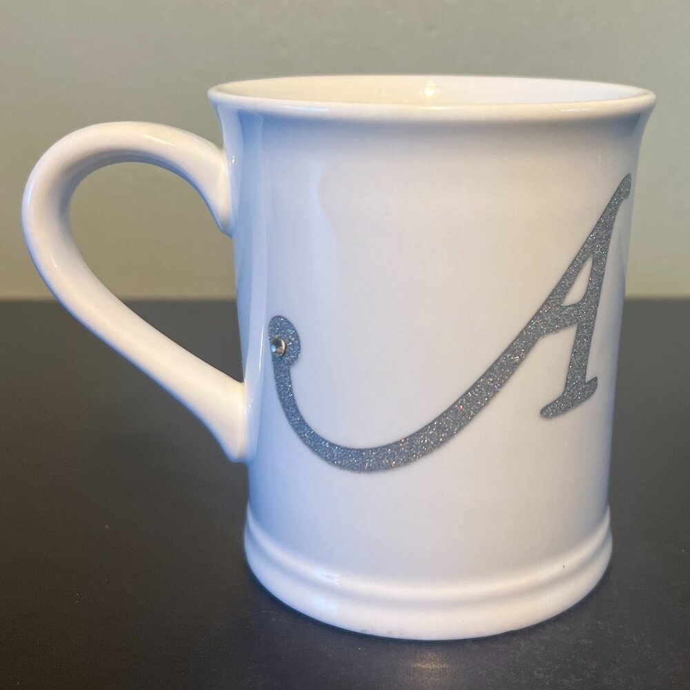 I. Godinger & Co. Silver Glitter Letter A Monogram Rhinestone Coffee Mug 14oz